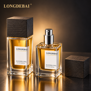 Custom Simple Square Clear Crimp Empty Perfume <b>Glass</b> Bottle 30ml 50ml 100ml parfum bottle Luxury Perfume Bottle with Wooden Cap - Product Image 2