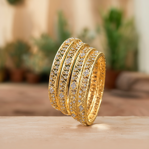 Gold Plated Austrian Stone <b>Bangles</b> <b>Set</b>-Fashion Jewelry - Product Image 3