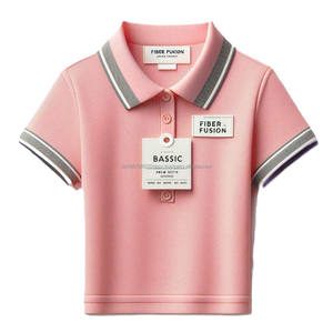 Camisetas Polo de verano para niñas, 100% de algodón, estampado sólido, cuello redondo, cuello vuelto, estilos uniformes informales, sensación suave, colores delicados - Product Image 2