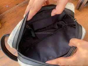 Sac de rangement cosmétique en cuir taillé à la main en cuir de vachette grande capacité femmes maquillage organisateur voyage trousse de toilette avec fermeture éclair - Product Image 5