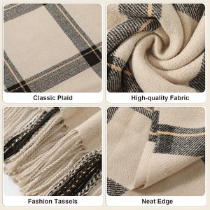 Elegant Women Winter Plaid <b>Scarf</b> Cozy Warm <b>Wrap</b> Stylish Fringe Tassel Design Fashion Outdoor Accessory - Product Image 6