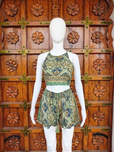 Débardeur en soie tissée 100 % paisley pour femme, écologique, respirant, décontracté, à col halter et dos nu, avec dentelle, plus de 10 couleurs, ODM - Product Image 2