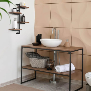 Étagère murale décorative en bois et fer de style industriel pour le rangement et l'organisation dans le salon, la chambre et le bureau - Product Image 6