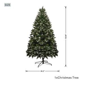Árbol de Navidad de PVC de 6 pies con 883 ramas y puntas cubiertas de nieve y piñas, árbol de Navidad artificial ecológico - Product Image 3