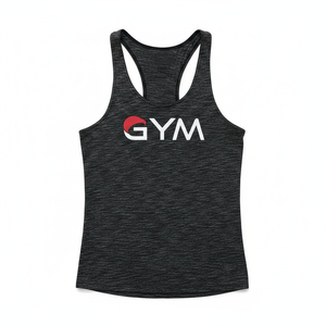 Débardeur de sport noir pour homme, coupe racerback, avec logo imprimé, séchage rapide, pour fitness, style stringer, coupe musculaire - Product Image 1