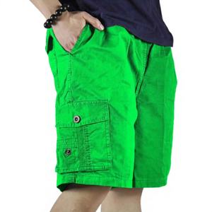 Shorts Bermuda en toile respirante pour homme, 100 % coton, écologiques, couleur unie, taille mi-haute avec cordon élastique, décontractés - Product Image 4