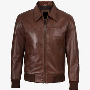 Hot Selling Custom Logo Brown Collar jacket for men Vintage Leather men's jackets Jackets High Quality Winter Jacket Streetwear - Product Image 4