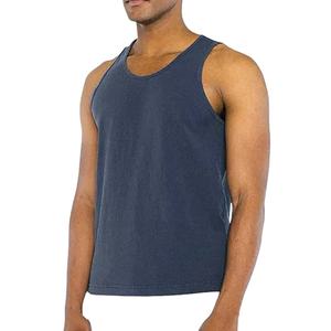 Camiseta de Tirantes Deportiva de Algodón para Hombre con Logotipo Personalizado, Venta al por Mayor, Azul Rey y Naranja, Corte Ajustado, para Fisicoculturismo y Entrenamiento - Product Image 1