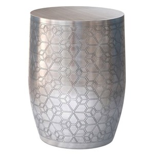 Modern Metal Geometric Coffee <b>Table</b> With Geometric Pattern Round Top Contemporary Living Room Furniture Decorative Side <b>Table</b> - Product Image 4