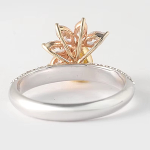Moissanite Floral Fancy Yellow Pear Cut Cluster <b>Ring</b> For Women's original 925 Silver <b>Fine</b> Yellow Rhodium Proposal Gift For Her - Product Image 6