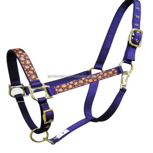Licol de cheval en nylon multicolore entièrement ajustable et personnalisé, avec motif Halloween cousu sur les joues et le nez, taille Full Cob Over Size - Product Image 1