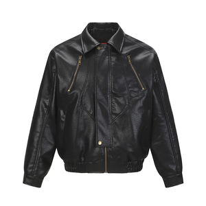 fashionable men's <b>leather</b> <b>jacket</b> custom <b>leather</b> <b>jacket</b> men's <b>leather</b> <b>jacket</b> solid pattern <b>leather</b> <b>jacket</b> front logo - Product Image 1