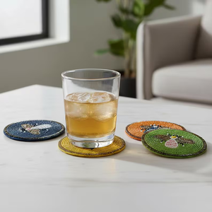 Embroidery Coasters Seed <b>Bead</b> Crafts Handmade Beaded Coasters Beaded Drink Coasters by Creative Art Zone - Product Image 2
