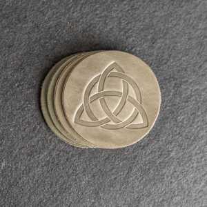 Ensemble de dessous-de-verre en cuir véritable pour emballage de vente au détail, logo de marque personnalisé imprimé, dessous-de-verre rond, cadeau de luxe, GLC-0136 - Product Image 2