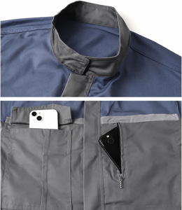 Combinaison de travail réfléchissante pour homme, uniforme d'atelier, fermeture avant couverte, logo personnalisé, vêtements de travail à manches longues - Product Image 4