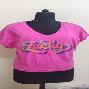 Women Cotton V Neck <b>T</b> <b>Shirt</b> Wholesale Manufacturer Supply for Best Price - Product Image 3