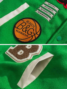 เสื้อแจ็คเก็ตคอตั้งกันลมกันความร้อน ทำจากผ้าขนสัตว์ หนัง และผ้าฝ้าย แบบ Letterman ของ Custom Versity - Product Image 4
