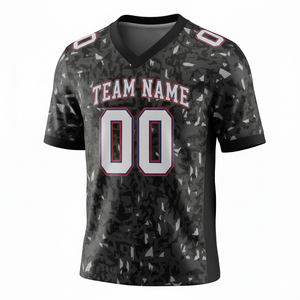 Maillot de football américain personnalisé pour adultes, manches courtes, respirant, option grande taille, devant 100% polyester, col en V - Product Image 2