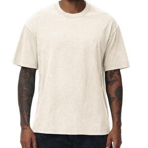 T-shirts oversize délavés à épaules tombantes, en molleton épais, confortables et respirants, style streetwear, en stock - Product Image 1