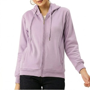 Sweat à capuche zippé pour femme 100% coton, coupe oversize, tricoté, manches longues, couleur unie, respirant, séchage rapide, style streetwear décontracté, avec poches - Product Image 6