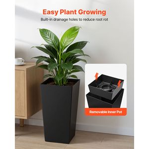 Set di Fioriere Moderne in Plastica da 22 Pollici per Uso Esterno/Interno - Grandi Vasi per Fiori da Portico con Design Rialzato - Product Image 5