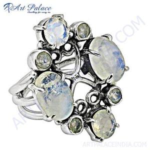 Art Palace, el más nuevo estilo, piedra lunar arcoíris, piedra preciosa, anillo de plata, joyería fina informal, Perla de diamante para regalo de compromiso de boda - Product Image 3