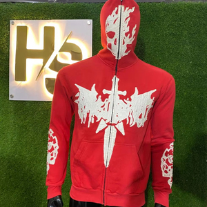 Großhandel 100% Baumwolle Unisex Maßgefertigte Distressed Hoodies mit Reißverschluss Distressed Stickerei Hoodie Patch 2026 - Product Image 1