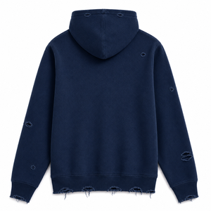 Sweat à capuche streetwear personnalisé, coupe classique, uni, effet vieilli, délavé vintage, hiver, écoresponsable, polyester/coton, avec poche - Product Image 6