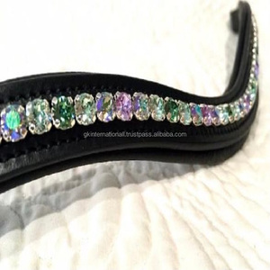 โซ่โลหะประดับหินคริสตัลหลากสีสำหรับติดแบรนด์ตามสั่งแนวโค้งสายหนังม้าทรงโค้งแบบว่างเปล่าทำจากหนังมีคิ้วแบบเต็มทรงซังข้าวโพด - Product Image 1