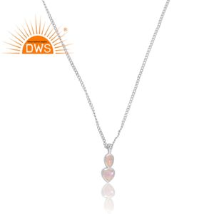 Meilleure vente en argent sterling naturel Cz et arc-en-ciel lune pierre pendentif collier personnalisé fabricant de bijoux - Product Image 4