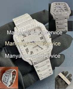 Moissanite Diamond Iced <b>Square</b> Glass Watch Two Tone Stainless <b>Steel</b> Automatic Movement 10 <b>Bar</b> Water Resistant Moissanite - Product Image 4