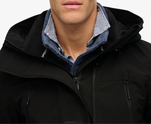 Chaqueta cortavientos ligera azul con capucha para hombre, chaqueta de senderismo de tela suave, transpirable, con cremallera y estampado geométrico, para primavera - Product Image 6