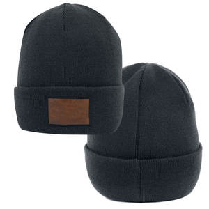 100% Acrylic Winter <b>Beanie</b> Hats Embossed Custom Label Design Breathable <b>Waterproof</b> Jacquard Knit Button Decoration for Adult - Product Image 5