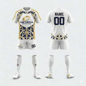 Conjunto de Uniforme de Rugby Unisex de Manga Corta, Transpirable, 100% Poliéster, Ropa Deportiva para Adultos, Jersey con Patrón Sólido y Cintura Elástica - Product Image 2