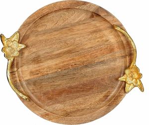 Bandeja pequeña para desayuno de comida, bandeja decorativa de Color personalizado, rústica, redonda, de madera, para té y café - Product Image 5
