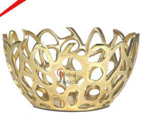 Bol décoratif rond en acier inoxydable plaqué or brillant avec support en aluminium - Product Image 2