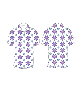 Camisa Polo Blanca con Estampado Floral Morado para Hombre, Sublimación Personalizada, Manga Corta, Verano, Casual, Transpirable, Ligera, para Golf - Product Image 6