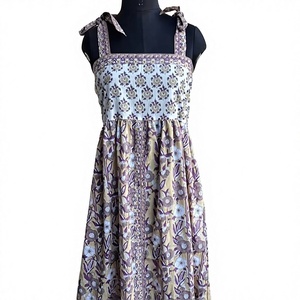 Hand <b>Block</b> <b>Printed</b> Dress summer casual sleeveless maxi Indian Floral <b>Print</b> summer wear women Sleeveless Cotton Summer Dress - Product Image 1