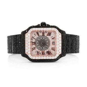 Reloj de Lujo para Hombre con Esfera Cuadrada de Cristal de Zafiro, Detalles de Moissanita, Correa de 15 mm, Números Romanos y Movimiento ETA, un Regalo Espléndido - Product Image 3