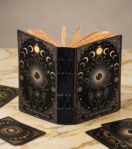 Diario de Cuero con Fases Lunares del Tarot Celestial - Cuaderno Mágico de Brujería, Inspirado en el Tarot, Diario Místico de la Luna, Libro de Escritura Espiritual - Product Image 2