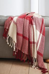 Modern Luxury Handmade <b>Striped</b> Knitted Eco-Friendly Cotton Throw Blanket Anti-Pilling Rectangular Home Use All-Season 18+ Years - Product Image 6