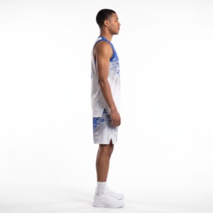 Ensemble Maillot et Short de Basketball Personnalisé Pro-Cut en Poly Maille Recyclé Sublimé – Tenue de Sport Homme OEM - Product Image 2