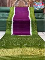 Saree Sutra Tradisional Wanita India Dengan Motif Biru Hijau Putih Desain Panjang Hingga Lutut Untuk Diwali Semua Musim