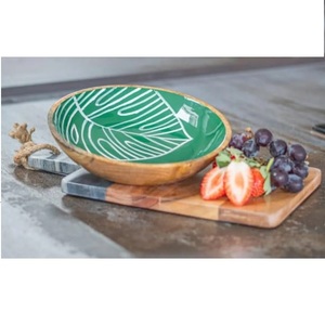 Tableware Decoration Food Serving Fruits And <b>Nuts</b> Serving Wooden Bowl Inner Enamel Printed Finishing <b>Nut</b> <b>Cracker</b> Serving Bowl - Product Image 2