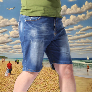 High Quality Summer <b>Men</b> Denim Shorts Male <b>Jeans</b> <b>Men's</b> Short Pants Young <b>Jeans</b> Fit Skinny Breathable Light Weight Custom Design - Product Image 2