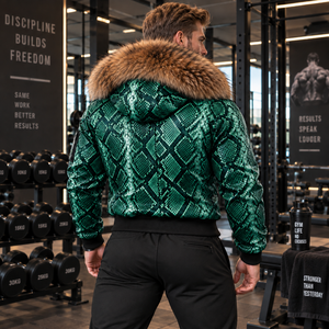 <b>Men's</b> High Quality Embossed Python Leather Breathable <b>Summer</b> Casual <b>Bomber</b> <b>Jacket</b> | Herren Lederjacke | Chaqueta Hombre Cuero - Product Image 4