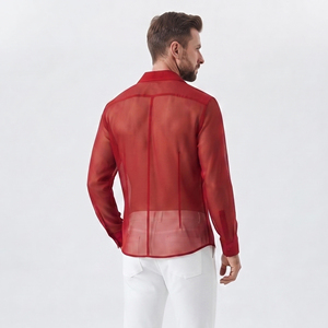 Camisa Transparente para Hombre, 100% Poliéster, Estilo Moderno, Sexy, Ligera, con Cuello Camisero, para Discoteca - Product Image 2