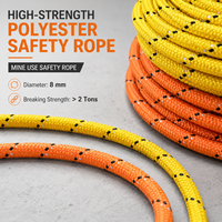 Corde statique en polyester de 8 mm pour travaux en altitude, escalade, sauvetage, corde de sécurité tressée, corde d'urgence, extrémité bouclée, résistance à la traction