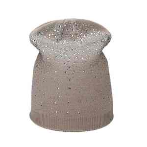 Bonnet en tricot de luxe orné de strass, style mode, avec cristaux scintillants, chaud pour l'hiver, coupe souple, pour femmes et filles, vente en gros, rouge - Product Image 5