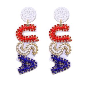 Haute Qualité À La Main Perlé Broderie Oklahoma Université Boucle D'oreille Exclusif Élégant Élégant À La Mode Fantaisie Premium De L'Inde - Product Image 2